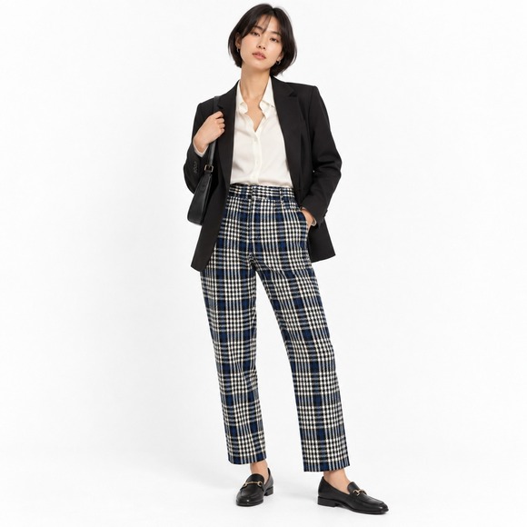 Banana Republic Pants - Banana Republic Sloan Skinny Fit Women's Ankle Office Pants Blue Plaid Size 10